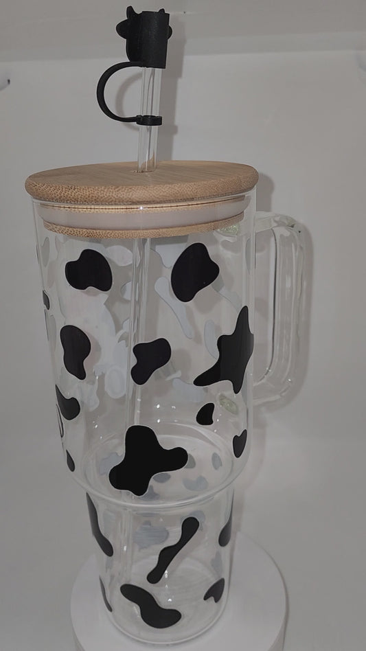 40 oz moo glass tumbler