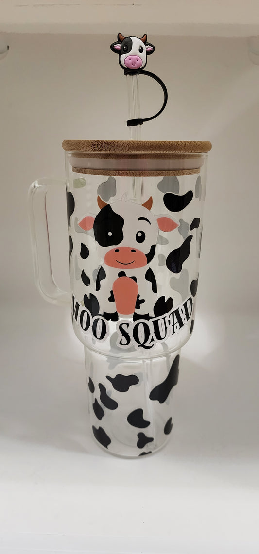 40 oz moo glass tumbler