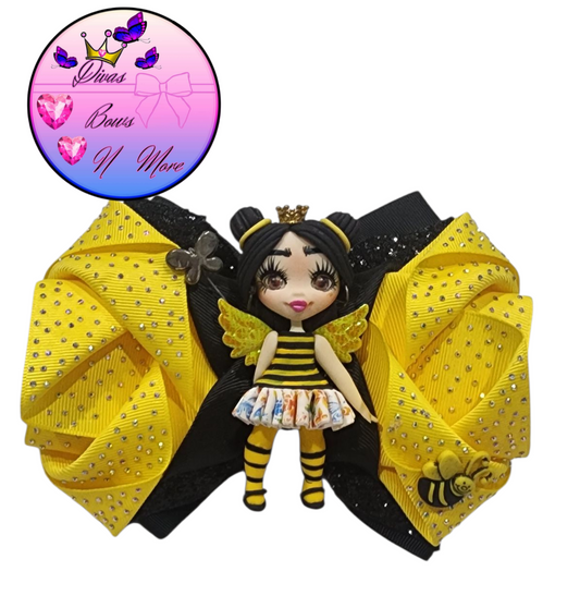 Bee rhinestone bow